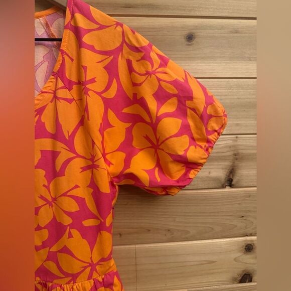 NWT J Crew Factory Size 2 Tiered Puff Sleeve V Neck Midi Preppy Dress - Picture 4 of 12